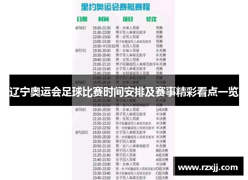 辽宁奥运会足球比赛时间安排及赛事精彩看点一览